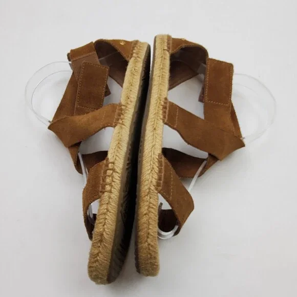UGG Australia Mila Gladiator Espadrille Sandals Womens Size 8 Suede Chestnut - Picture 6 of 10